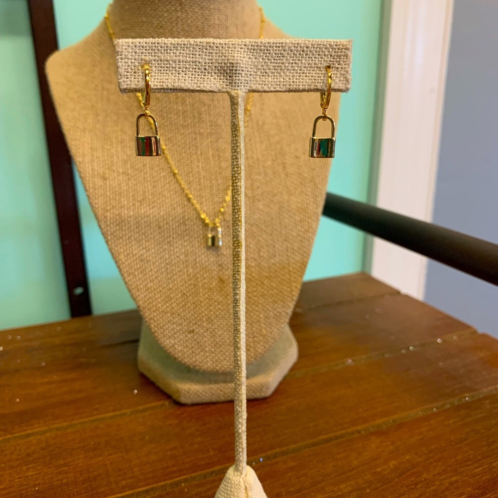 Locked Away Goldtone Lock Dangle Earrings